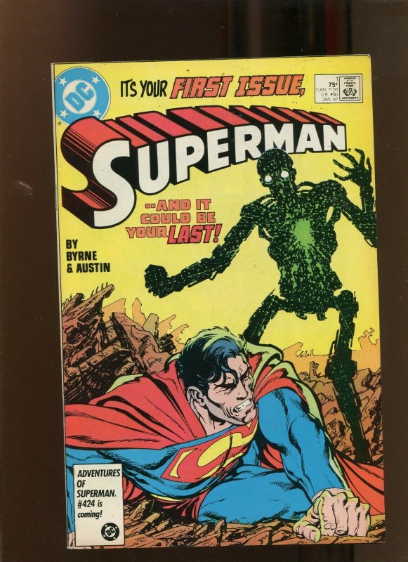 1987 Superman #1 (1987), raw comic book in NM- condition — front cover