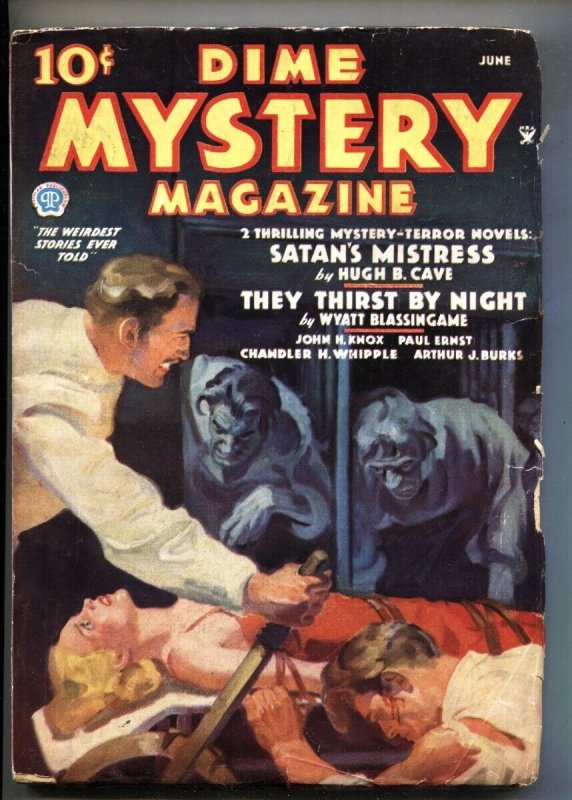Pulp: Dime Mystery 6/1935-Baumhofer Cover-Weird MENACE-SPICY-SAUCY-vg (Popular Publications, 1935), raw, ungraded comic book — front cover