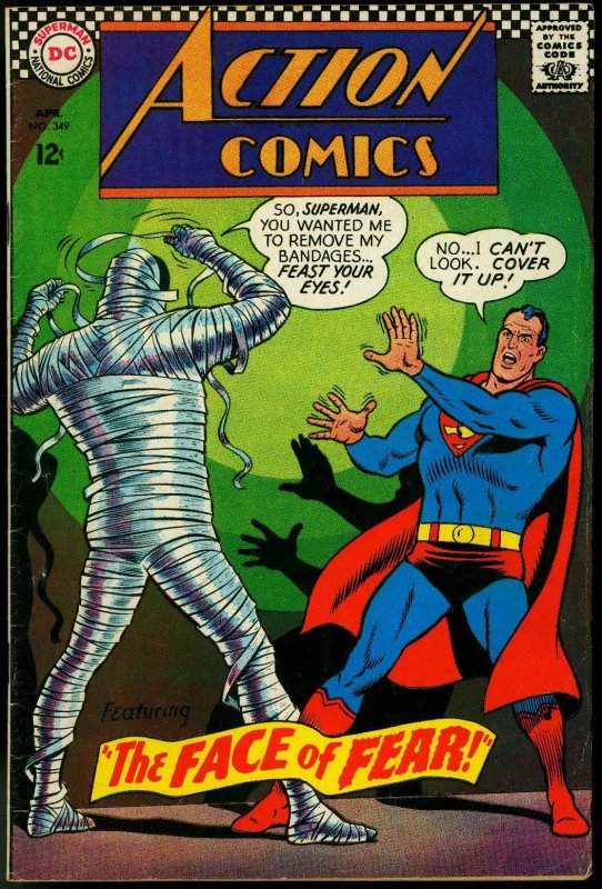 Action Comics #349 (DC Comics, 1967), raw comic book in FN condition — front cover