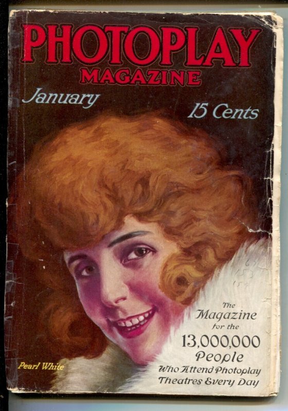 MAG: Photoplay 1/1916-Pearl White Cover & Interview-Mary Pickford Story Part ..., raw, ungraded comic book — front cover