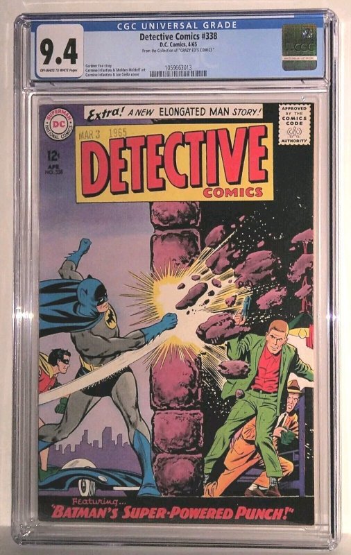 Detective Comics #338 (DC Comics, 1965), CGC 9.4 graded comic book, Universal Blue label — front cover in its holder