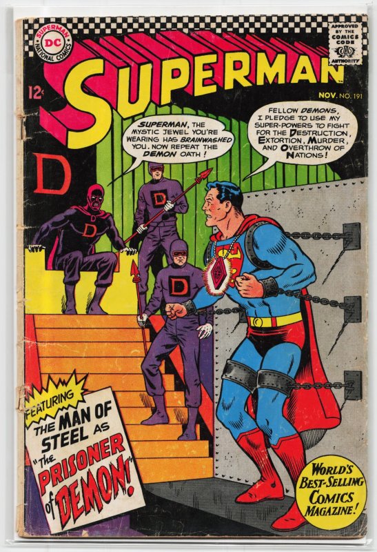 Superman #191 (DC Comics, 1966), raw, ungraded comic book — front cover