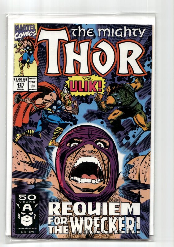 The Mighty Thor #431 (Marvel Comics, 1991), raw, ungraded comic book — front cover