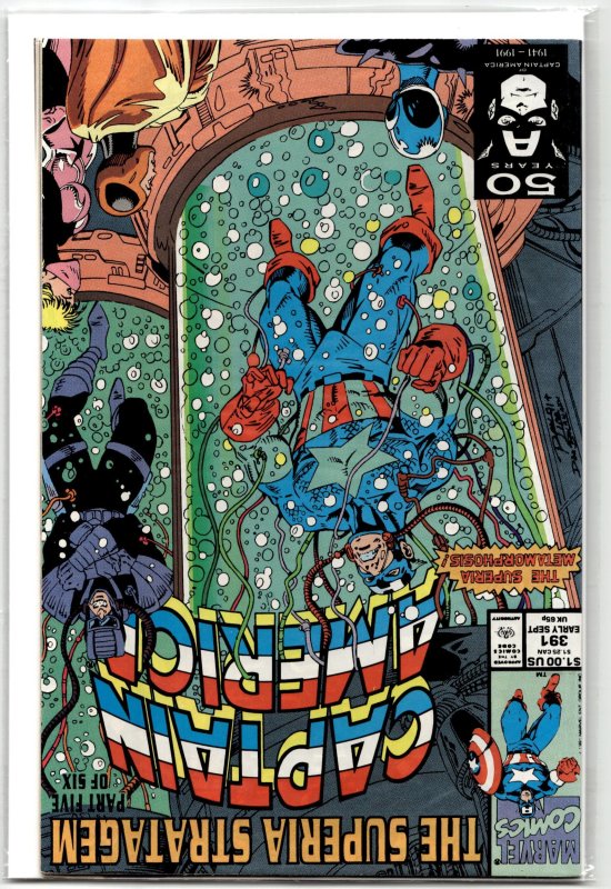 Captain America #391 (Marvel Comics, 1991), raw, ungraded comic book — front cover