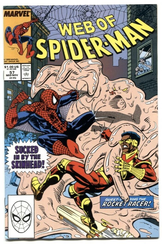 Web of Spider-Man #57 (Marvel Comics, 1989), raw comic book in VF condition — front cover