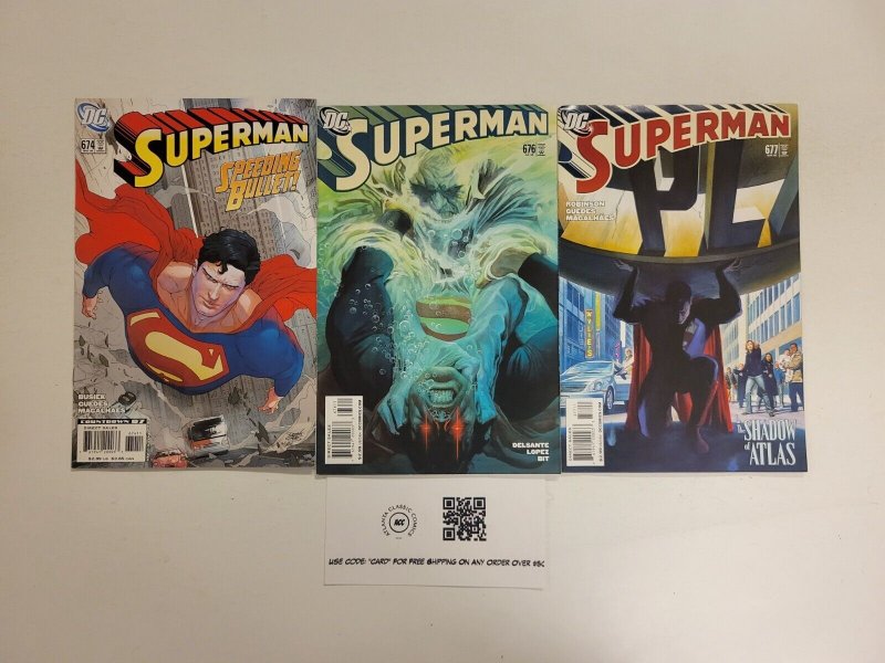 3 Superman DC Comic Books #674 676 677 30 TJ16, raw, ungraded comic book — front cover