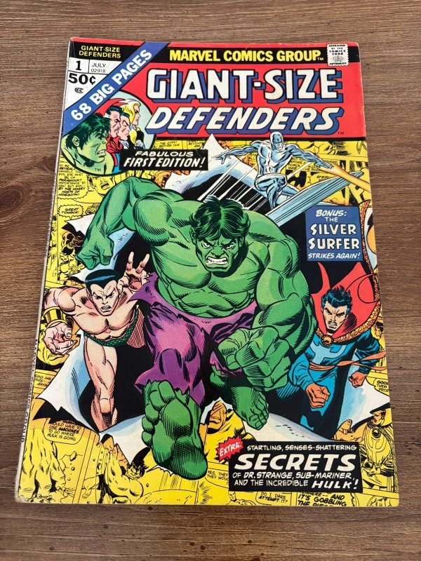 Giant-Size Defenders #1 (Marvel Comics, 1974), raw comic book in FN- condition — front cover