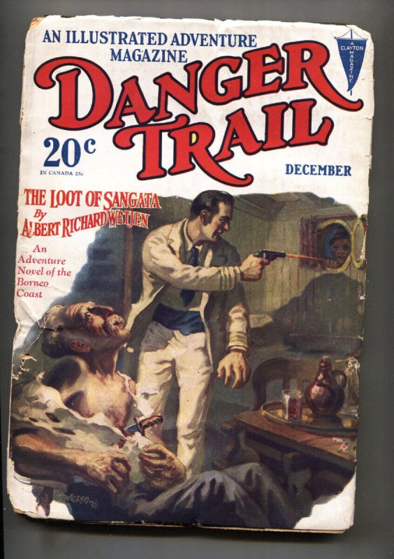 Danger Trail Dec 1928-Knife Attack Cover-Rare Pulp Magazine, raw, ungraded comic book — front cover