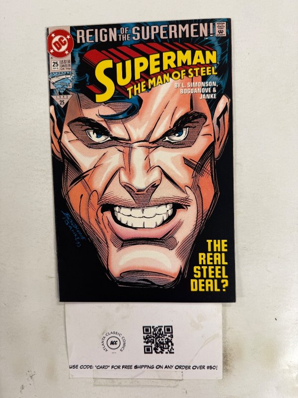 Superman the Man of Steel #25 (DC Comics, 1993), raw comic book in NM condition — front cover