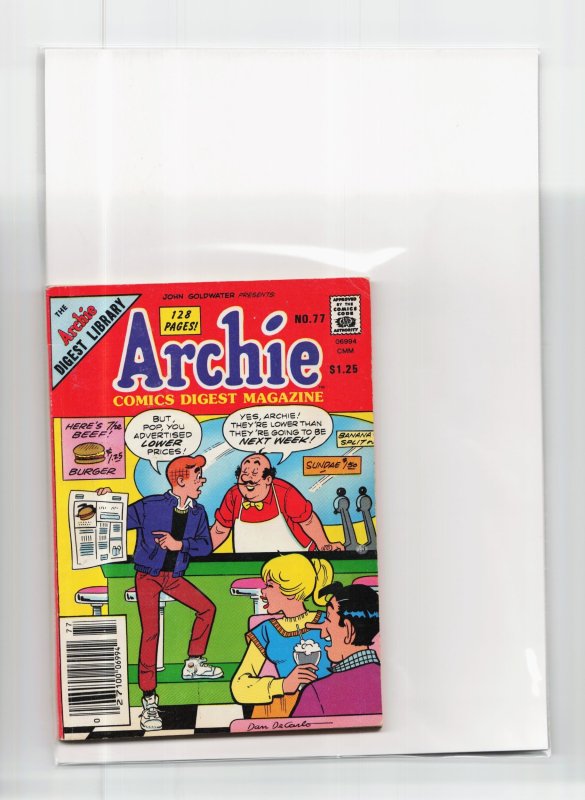 Archie Digest Magazine #77 (Archie Comics, 1986), raw, ungraded comic book — front cover