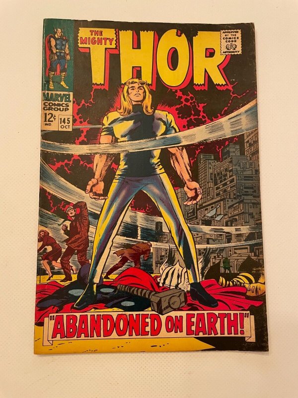 The Mighty Thor #145 (Marvel Comics), raw comic book in VF/NM condition — front cover