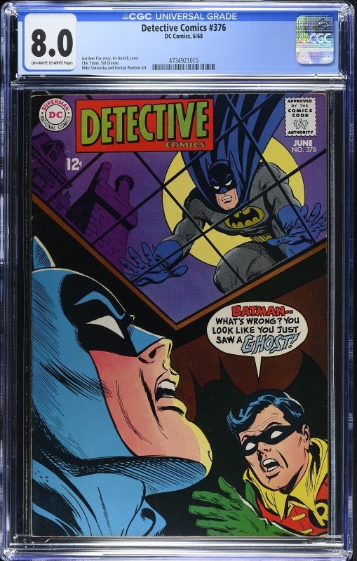 Detective Comics #376 (DC Comics, 1968), CGC 8.0 graded comic book, Universal Blue label — front cover in its holder