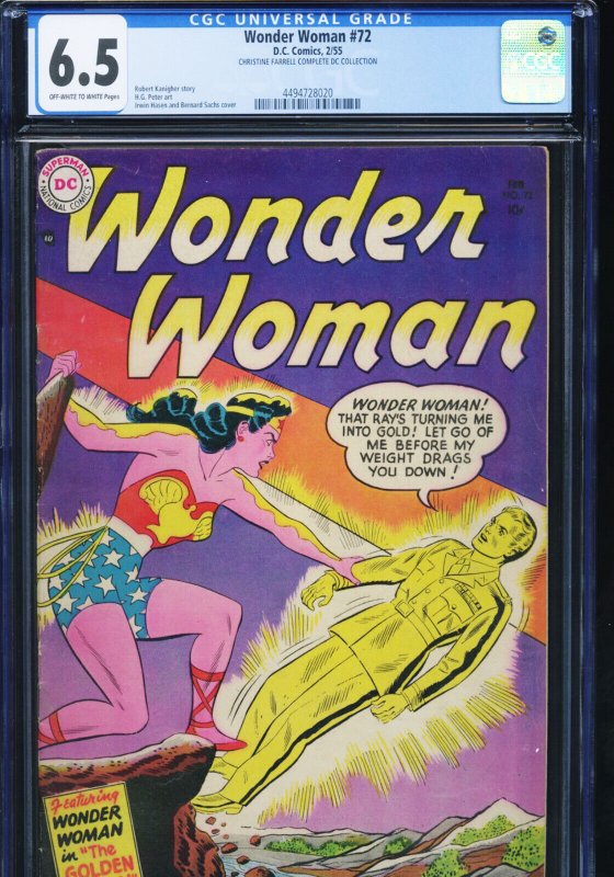 Wonder Woman #72 (DC Comics, 1993), CGC 6.5 graded comic book, Universal Blue label — front cover in its holder