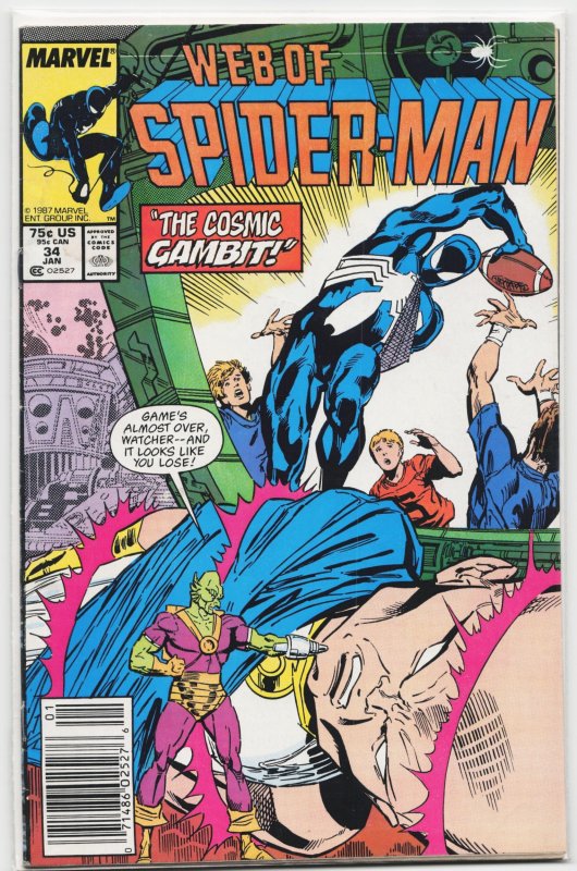 Web of Spider-Man #34 (Marvel Comics, 1988), raw, ungraded comic book — front cover