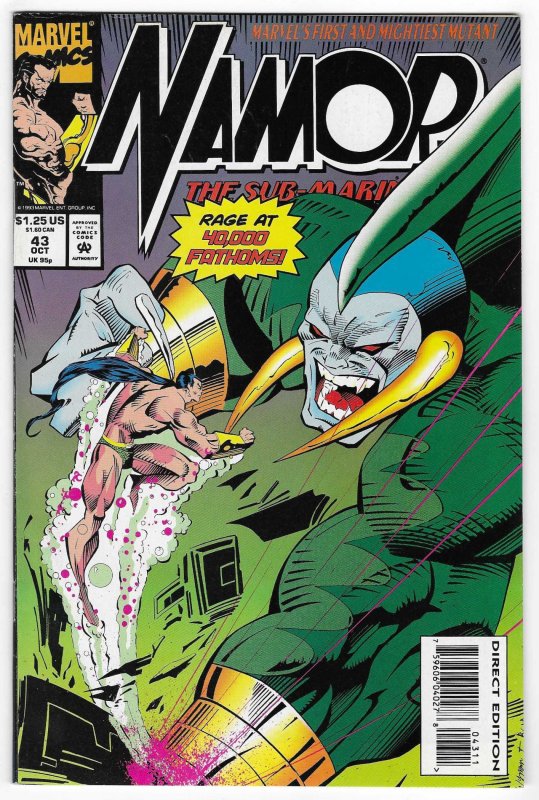 Namor, the Sub-Mariner #43 (Marvel Comics, 1993), raw, ungraded comic book — front cover