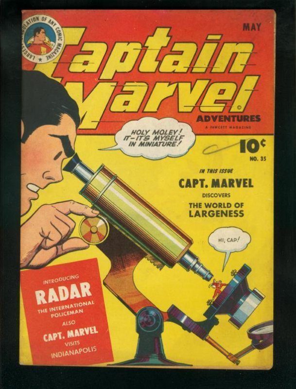Captain Marvel Adventures #35 (Fawcett Publications), raw comic book in VF- condition — front cover