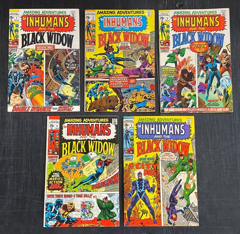 Amazing Adventures (1970) #'s 1 2 3 4 5 6 7 8 9 10 Complete Inhumans Black Widow (Marvel Comics, 1970), raw, ungraded comic book — front cover