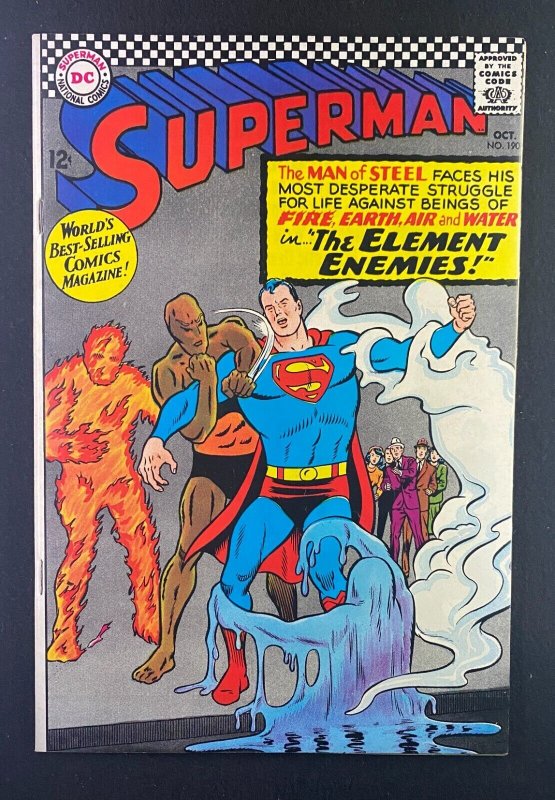 Superman #190 (DC Comics, 1939), raw comic book in NM- 9.2 condition — front cover