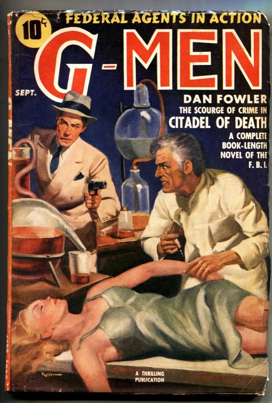 G-Men 10/1939-Thrilling-Mad Doctor-Injection-Dan FOWLER-pulp Magazine (Standard Magazines, 1939), raw, ungraded comic book — front cover