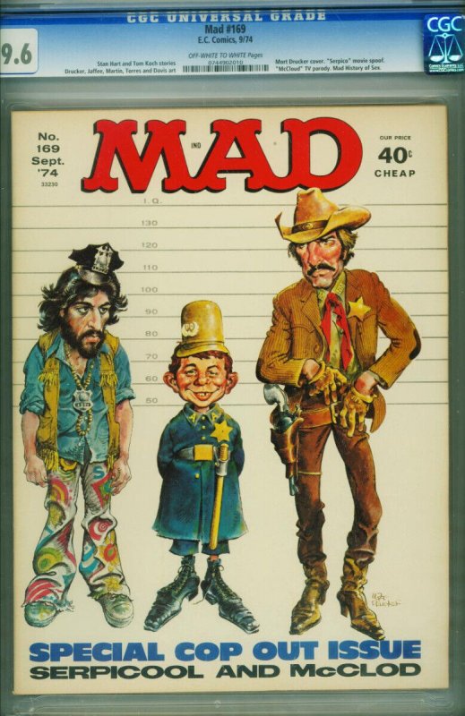 Mad Magazine #169 (EC Comics), CGC 9.6 graded comic book, Universal Blue label — front cover in its holder