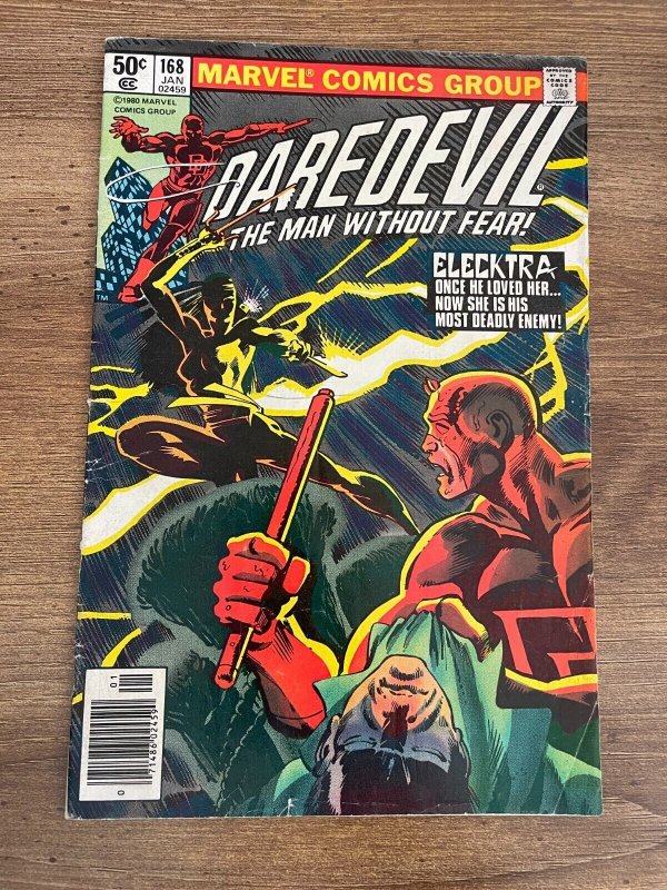 Daredevil #168 (Marvel Comics), raw comic book in FN condition — front cover