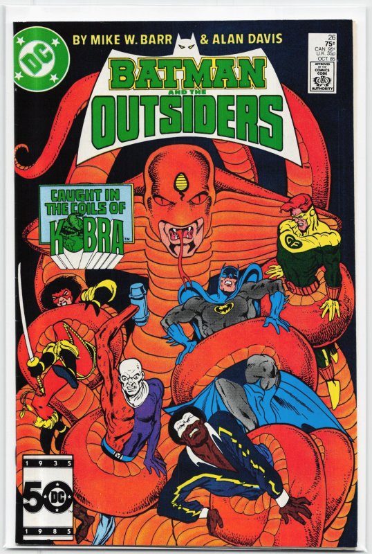 Batman and the Outsiders #26 (DC Comics, 1985), raw, ungraded comic book — front cover