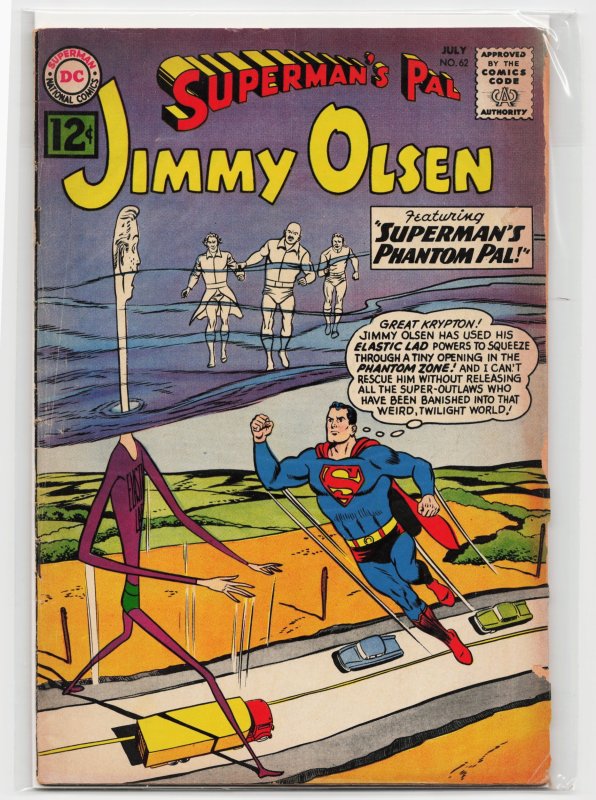 Superman's Pal, Jimmy Olsen #62 (DC Comics, 1962), raw, ungraded comic book — front cover