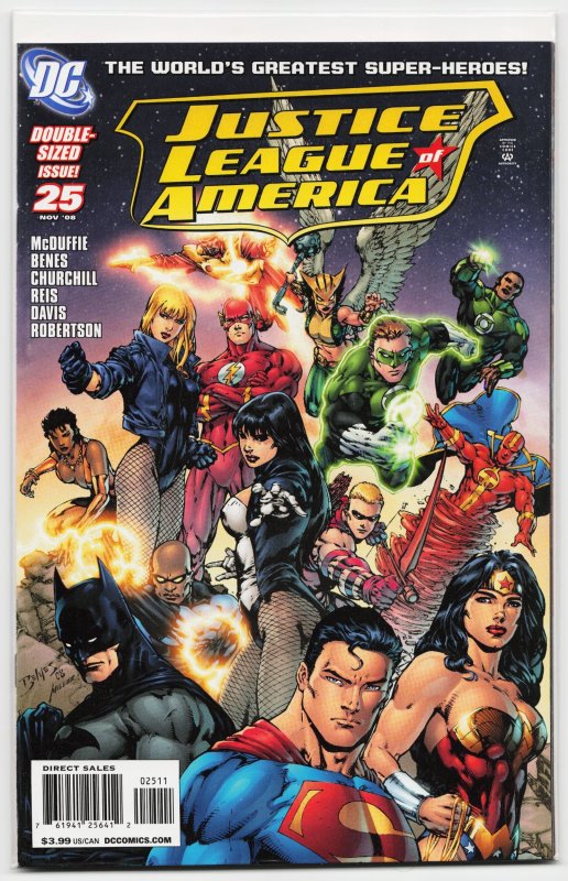 Justice League of America #25 (DC Comics, 2008), raw, ungraded comic book — front cover