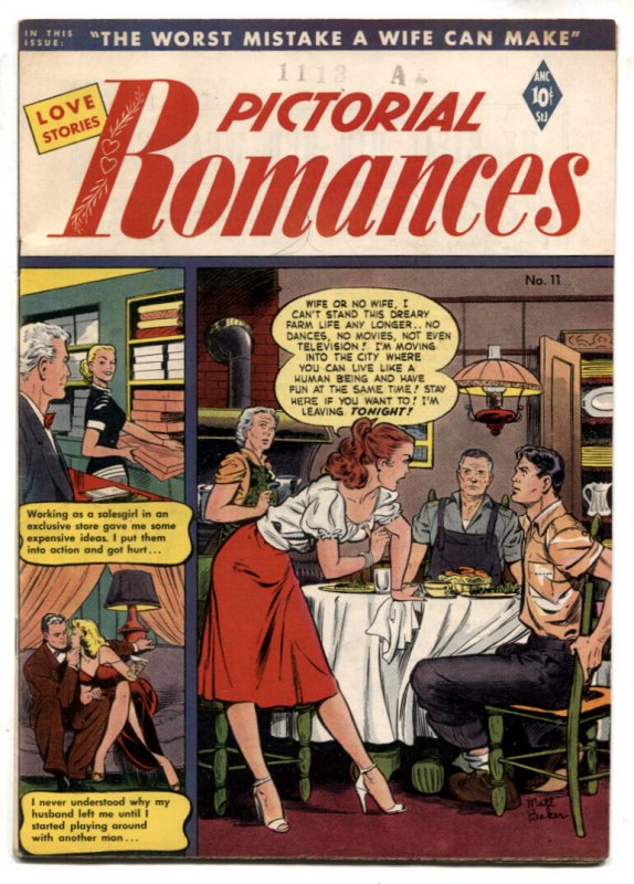 Pictorial Romances #11 (St. John Publications, 1952), raw, ungraded comic book — front cover