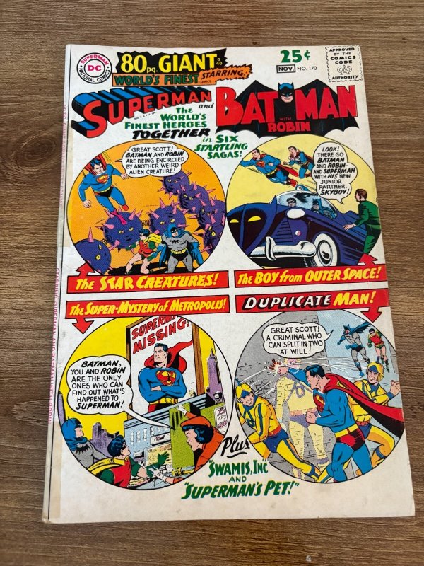 World's Finest Comics #170 (DC Comics, 1967), raw comic book in VG condition — front cover