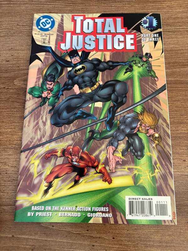 Lot of 3 Total Justice DC Comic Boks # 1 2 3 Vf-Nm Batman Superman Flash 10 J458, raw comic book in NM condition — front cover