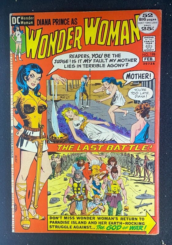 Wonder Woman #198 (DC Comics, 1942), raw comic book in VF- 7.5 condition — front cover