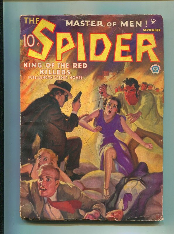 The Spider Pulp September 1935- King of the Red Killers VG+ (Street & Smith, 1935), raw comic book in VG+ condition — front cover
