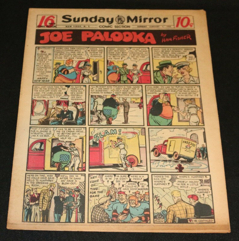 1950 Sunday Mirror Weekly Comic Section January 1st (VF) Superman Dick Tracy (1950), raw comic book in VF condition — front cover