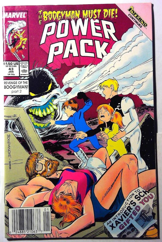 Power Pack #43 (Marvel Comics, 1989), raw, ungraded comic book — front cover