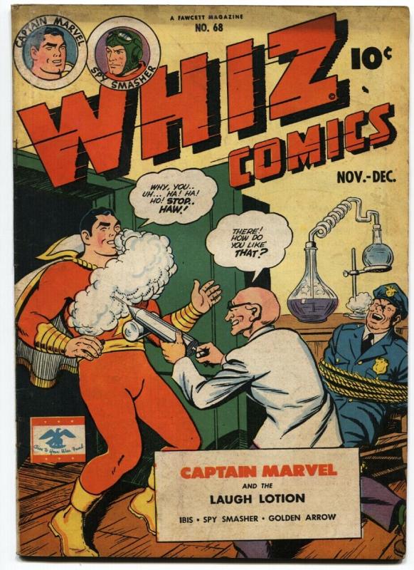 Whiz #68-1945 Captain Marvel Shazam Golden Age (Fawcett Publications, 1945), raw, ungraded comic book — front cover