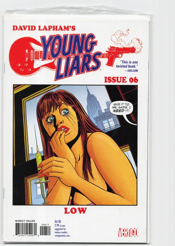 Young Liars #6 (Vertigo, 2008), raw, ungraded comic book — front cover
