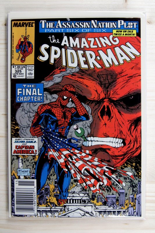 The Amazing Spider-Man #325 (Marvel Comics, 1989), raw comic book in VF 8.0 condition — front cover