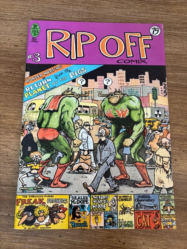 Rip Off Comix #3, raw comic book in VF/NM condition — front cover