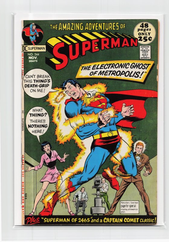 Superman #244 (DC Comics, 1971), raw, ungraded comic book — front cover