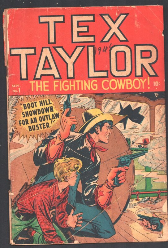 Tex Taylor #1 (1948), raw, ungraded comic book — front cover