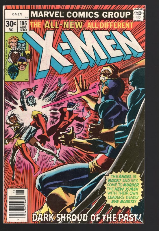 X-Men #106 (Marvel Comics, 1977), raw comic book in 5.5 condition — front cover