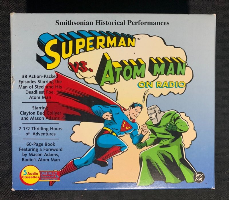1999 Superman VD Atom MAN on Radio 5x Cassette with Booklet MIB Unused (1999), raw, ungraded comic book — front cover