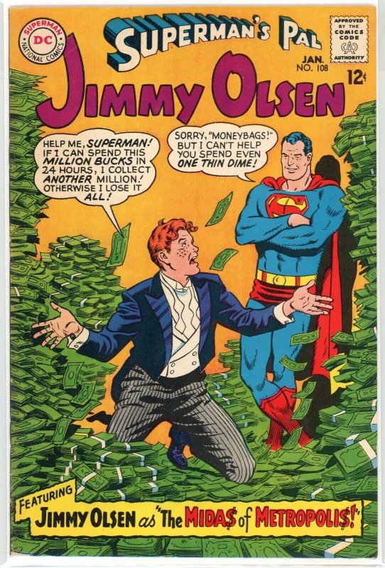 Superman's Pal Jimmy Olsen #108 (DC Comics, 1968), raw comic book in VF- 7.5 condition — front cover