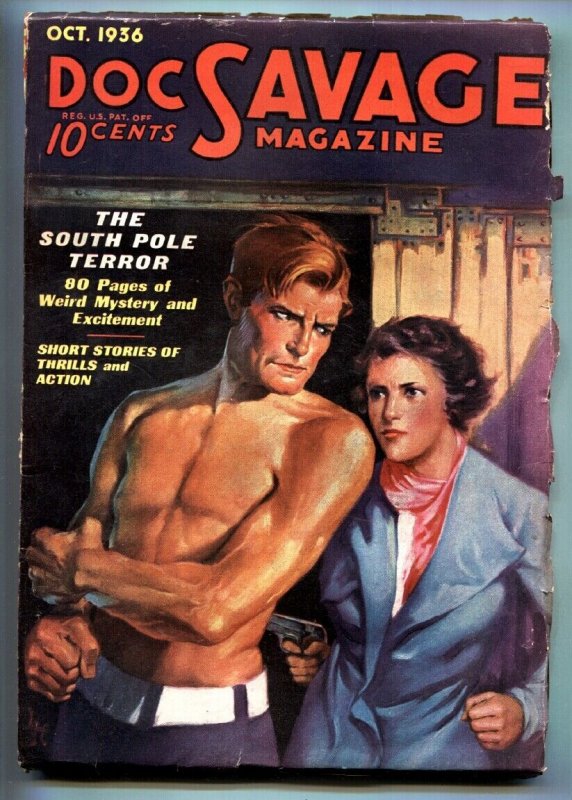 Pulp: DOC SAVAGE-10/1936-High Grade-Pulp Magazine, raw, ungraded comic book — front cover