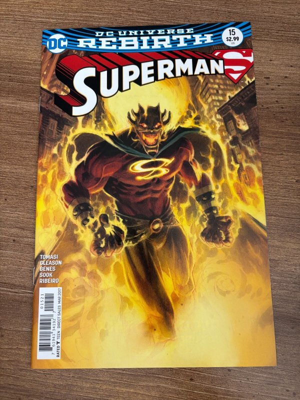 Superman #15 (DC Comics), raw comic book in NM condition — front cover