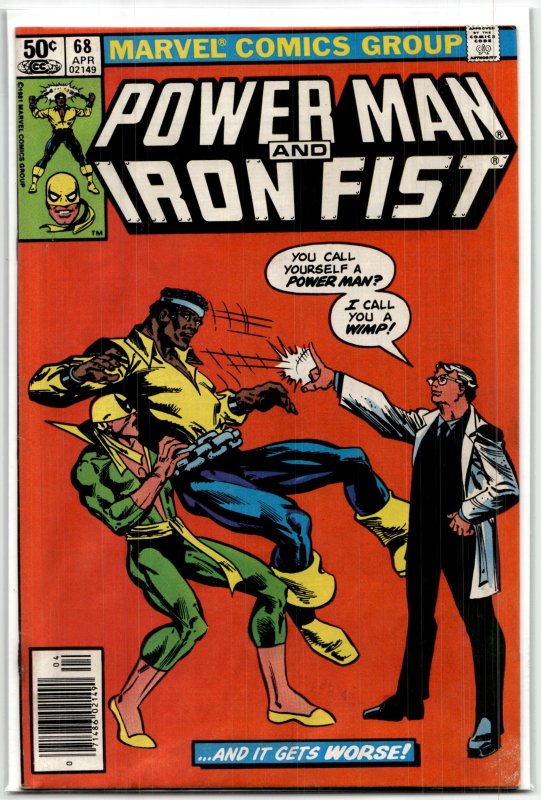Power Man and Iron Fist #68 (Marvel Comics, 1981), raw, ungraded comic book — front cover