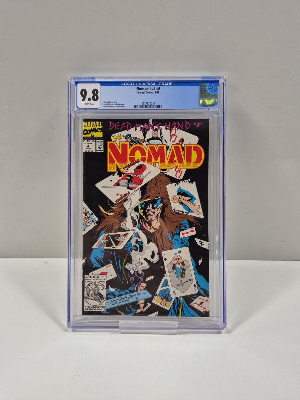Nomad V2 4 CGC 9.8 White Pages Marvel 1992 Early Deadpool (Marvel Comics, 1992), CGC 9.8 graded comic book, Universal Blue label — front cover in its holder