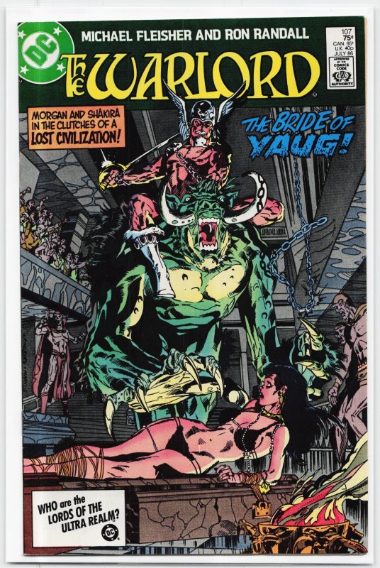Warlord #107 (DC Comics, 1986), raw, ungraded comic book — front cover