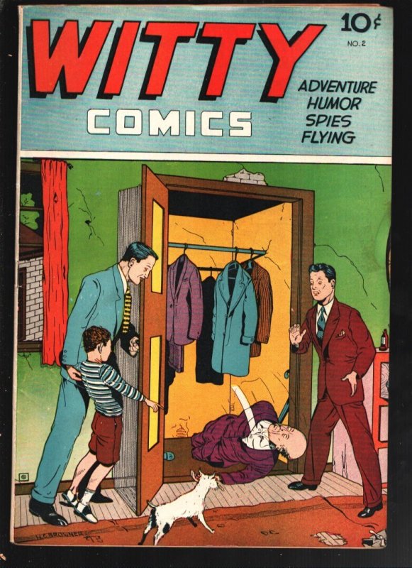 Witty Comics #2 (1945), raw comic book in FN condition — front cover